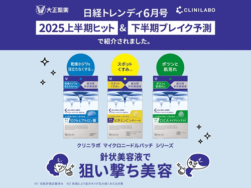 クリニラボ マイクロニードルパッチが 「日経トレンディ6月号 2025上半期ヒット＆下半期ブレイク予測」で 紹介されました。