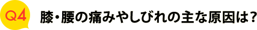 Q4 膝・腰の痛みやしびれの主な原因は?