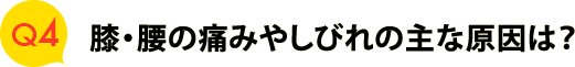 Ｑ４　膝・腰の痛みやしびれの主な原因は？