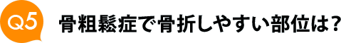 Ｑ５　骨粗鬆症で骨折しやすい部位は？