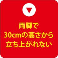 両脚で30cmの高さから立ち上がれない