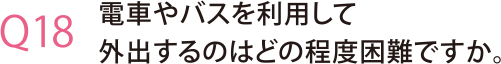 電車やバスを利用して外出するのはどの程度困難ですか。